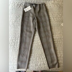 Zara Basics Plaid Pull On Pants Raw Hem Bottoms size XS